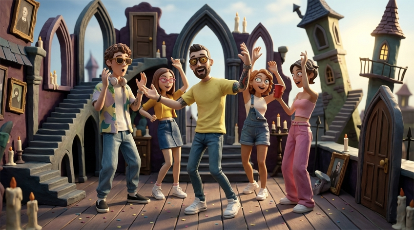 Imagen de amigos estilo cartoon 3D
