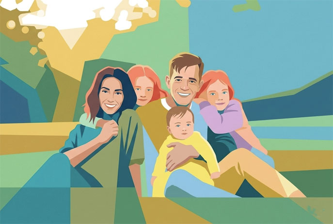 Imade de una famila estilo arte