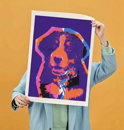 Poster de un perro estilo pop art